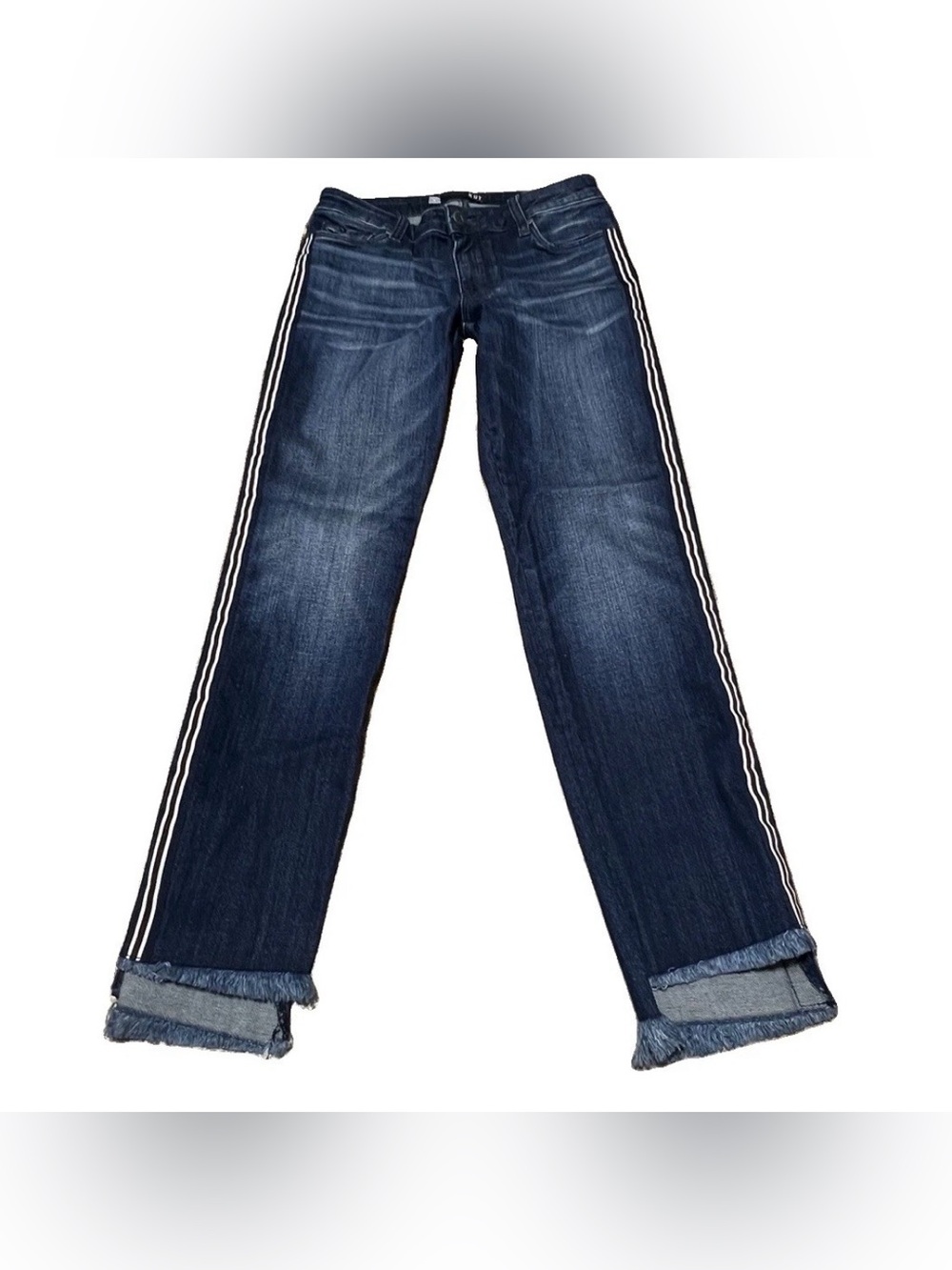Kut From The Kloth Reese Mid Rise Ankle Straight Asymmetrical Fray Jeans 4/27